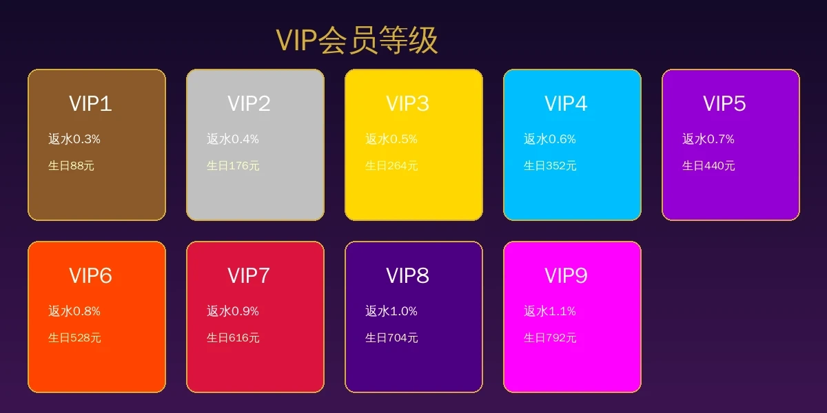 VIP会员等级体系展示